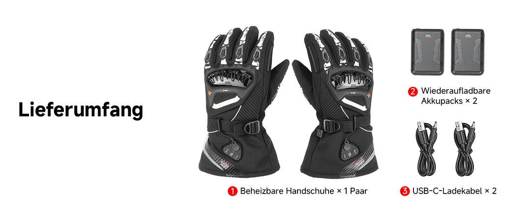 Beheizbare Motorradhandschuhe mit Hybrid-Strom & Magnetanschluss