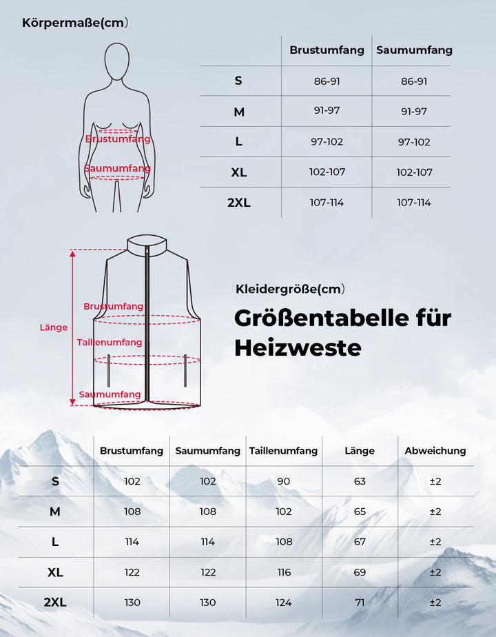 Beheizte Weste mit 10000 mAh Akku