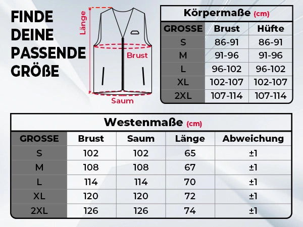 Beheizbare Herrenweste mit 8 Heizzonen, USB & Zonensteuerung