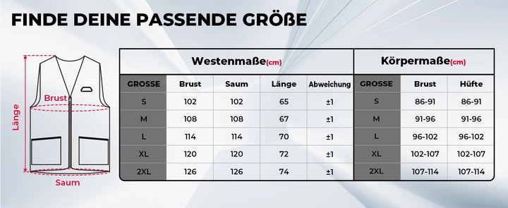 Beheizbare Herrenweste mit 8 Heizzonen, USB & Zonensteuerung