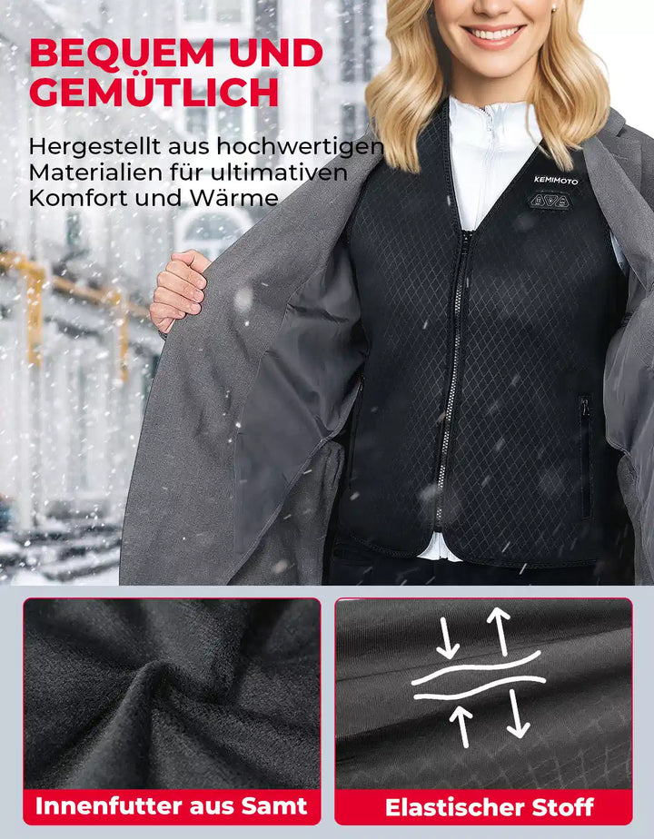 Beheizbare Damenweste mit 6 Heizzonen, Akku & Licht-Aus-Funktion