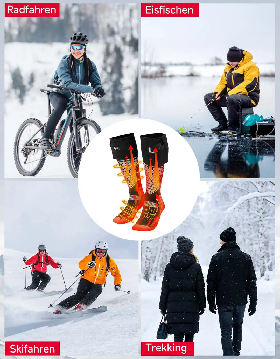 Beheizte Socken für Herren Damen mit Vollfuß- und Zehenheizung