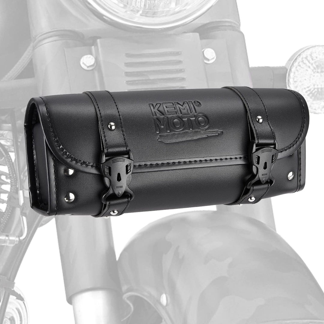 PU-Leder Motorradtasche für Lenker (schwarz)