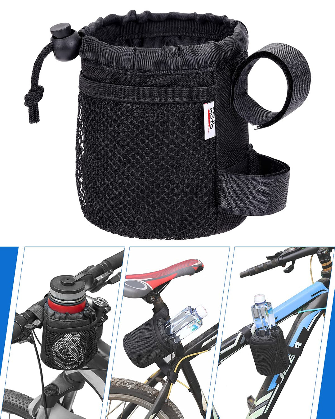 Fahrrad Flaschenhalter mit Netztaschen für MTB, Folding, Rennräder, Rollstuhl