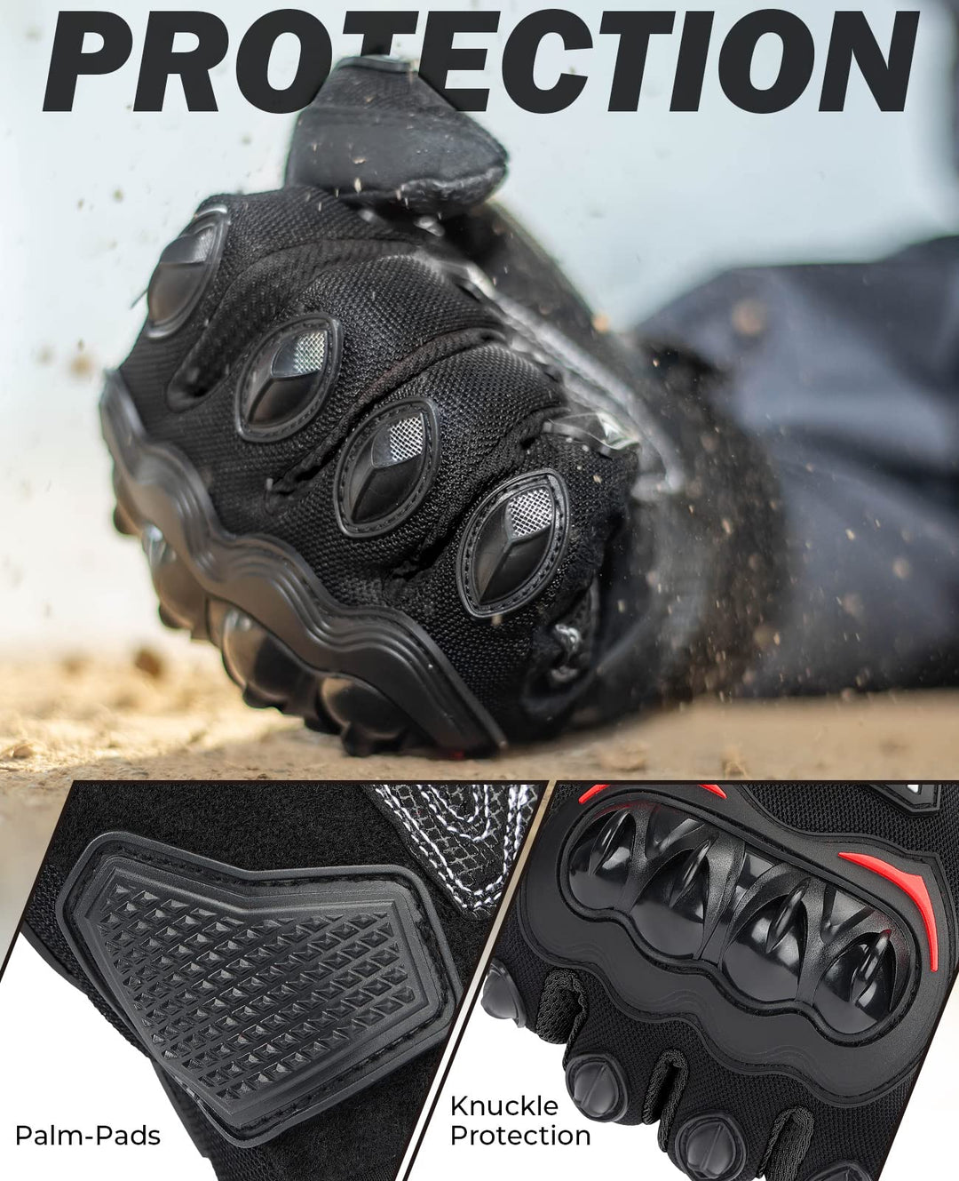 Motorradhandschuhe mit Knöchelprotektor und Touchscreen