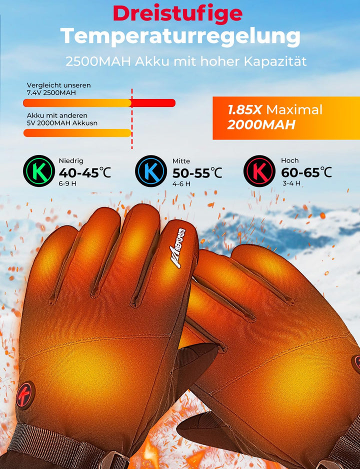 Beheizte Handschuhe mit 2500mAh Akku