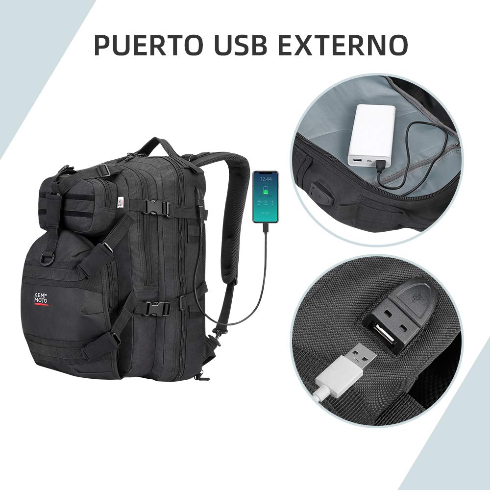 37L Motorradhelm Rucksack mit USB-Ladeanschluss