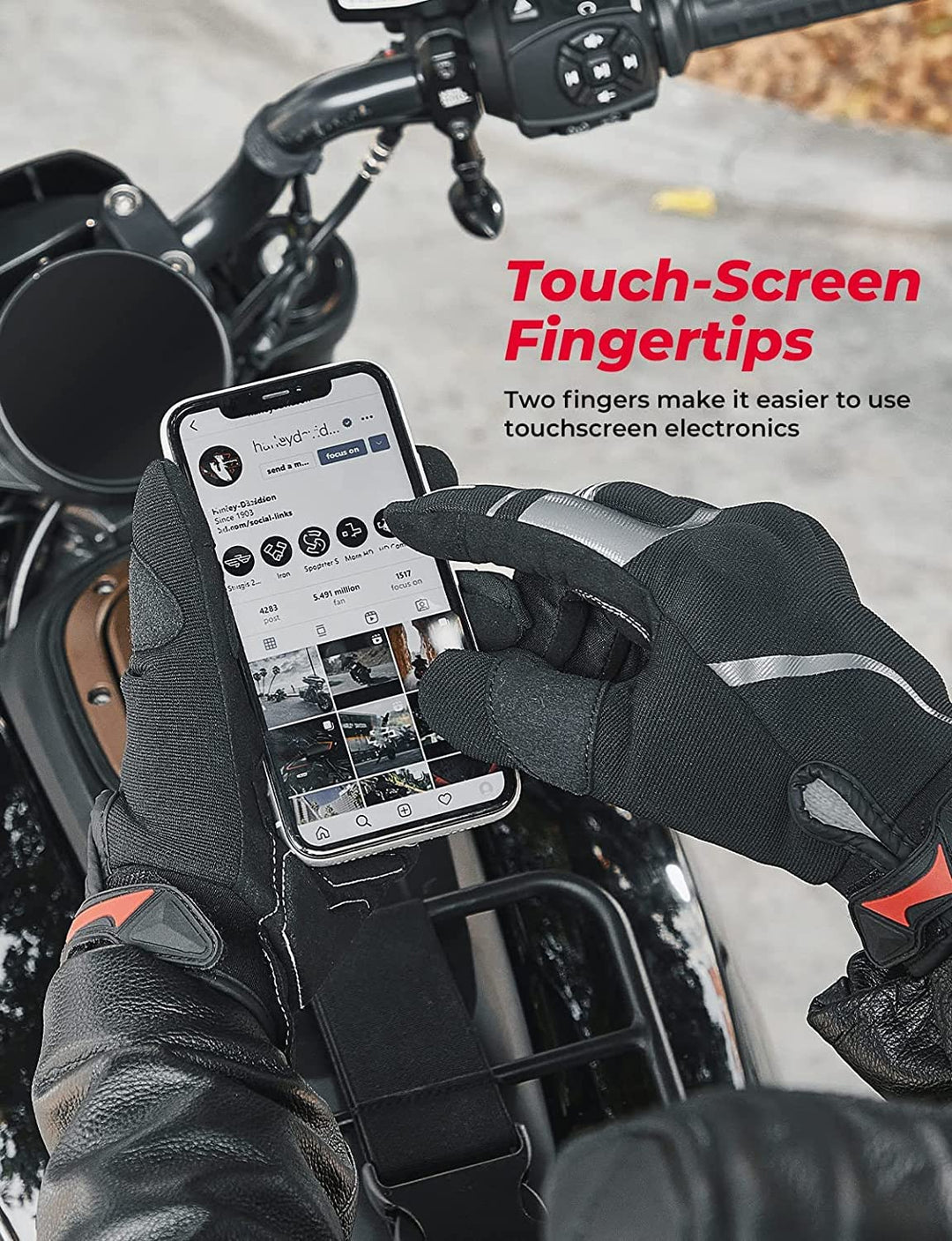 Fahrradhandschuhe mit 2 Finger Touchscreen für Herr