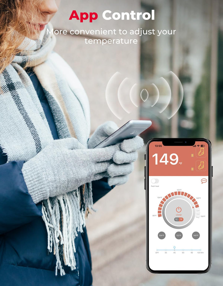 7.4V Elektrische Heizsocken mit APP-Fernbedienung und 3000mAh Akku