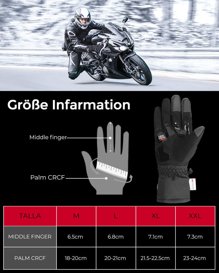 Winter Motorradhandschuhe mit Touchscreen Wasserdicht